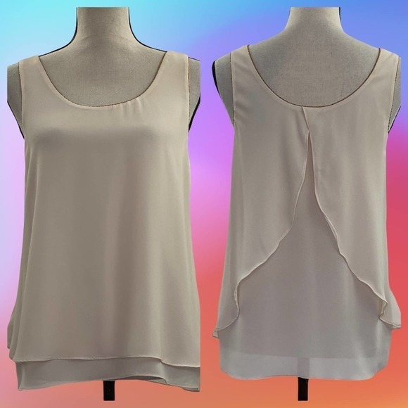 NAKED Zebra Beige Sleeveless Ruffle-Back Blouse - Picture 11 of 12